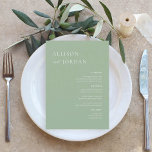 Cartes de menu Sage Green Simple Mariage<br><div class="desc">Élégant menu de table de 5x7" Mariage Cartes Menu plat Élégante calligraphie Manger et boire Menus Mariage | Calligraphie simple Menus Mariage rustique Menus Mariage,  Menu Mariage rustique,  Menu Floral Wedidting,  Menu Table Mariage</div>