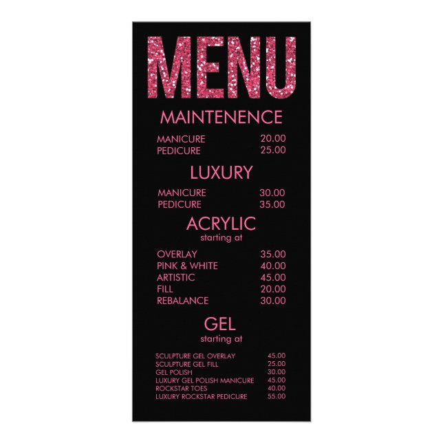 Cartes de menu Salon de Typographie Parties scinti (Devant)