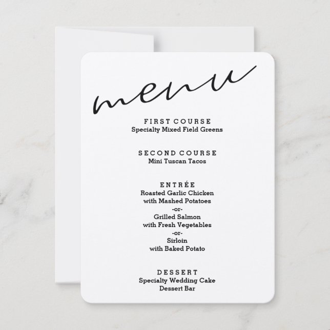 Cartes de menu simples en papier kraft rustique (Devant)
