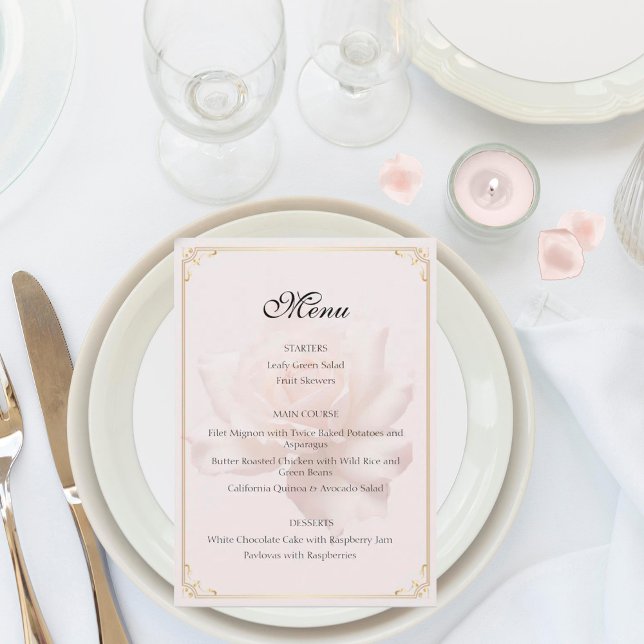 Cartes de menu Soft Rose Mariage (Créateur téléchargé)