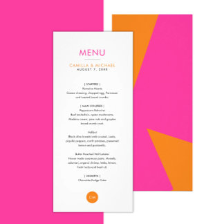 Cartes de menu verticales Mariages modernes et col