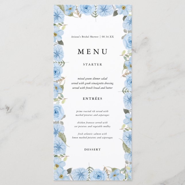 Cartes de menu vintage Floral Mariage (Devant)
