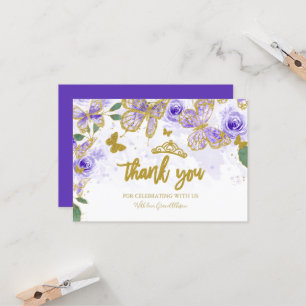 Cartes de Merci aux papillons Quinceanera