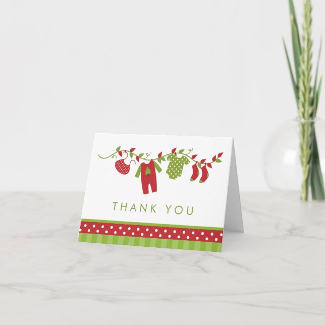Cartes de Merci de corde à  linge d'hiver (Devant)