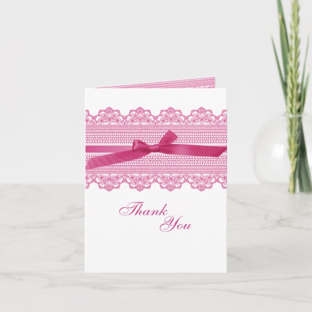 Cartes de Merci de dentelle et de ruban (Devant)