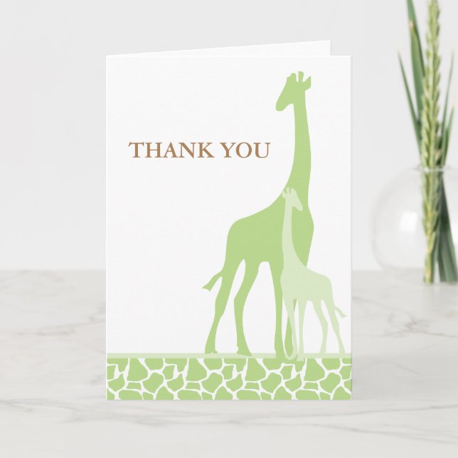 Cartes de Merci de girafe de maman et de bébé (Devant)
