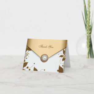 Cartes de Merci de perle de fleur d'or blanc