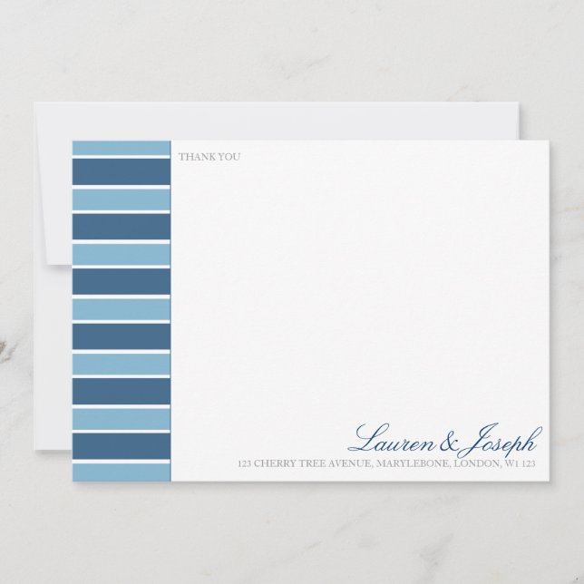 Cartes de Merci de rayure bleue (Devant)