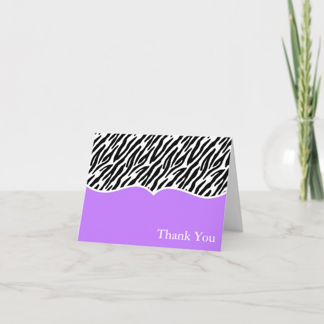 Cartes de Merci d'impression de zèbre (Devant)