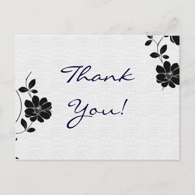 Cartes de Merci Fleurs noires (Devant)