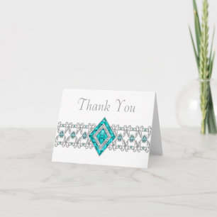 Cartes de Merci Turquoise Blue Silver