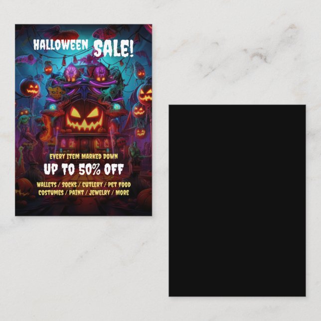 Cartes de mini-flyers pour soldes de fête d'Hallow (Devant / Derrière)