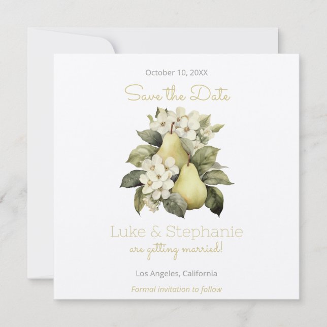 Cartes de mise en garde "Brown & Green Pear Square (Devant)