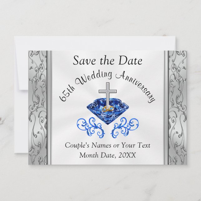 Cartes de mise en garde pour les 65 ans de mariage (Devant)