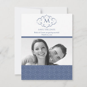 Cartes de mise en vente à date avec monogramme ble