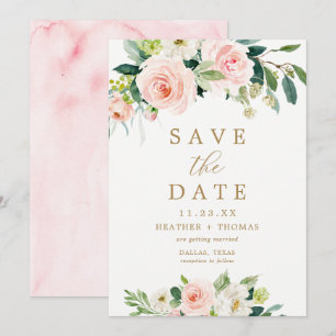 Cartes de mise en vente élégantes aquarelle rose