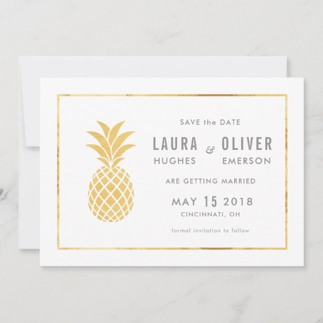 Cartes de mise en vente simple or et ananas (Devant)