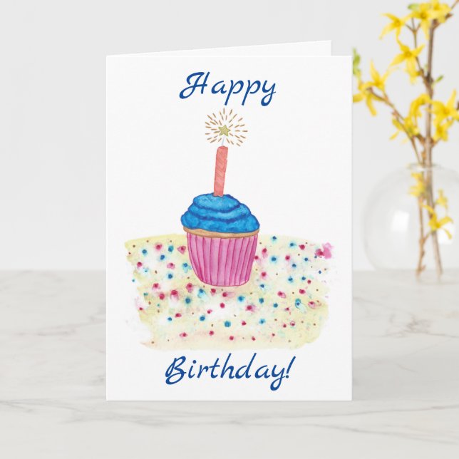 Cartes de modèle de gâteau d'anniversaire coloré (Fleur jaune)