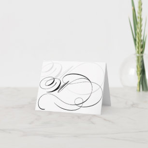 Cartes de monogramme initial W en calligraphie noi