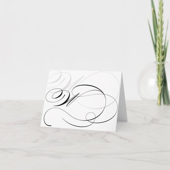 Cartes de monogramme initial W en calligraphie noi (Devant)