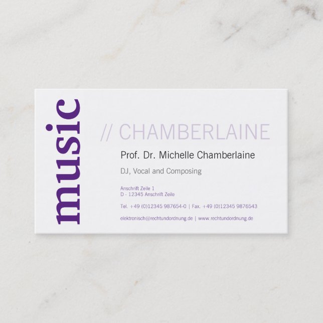 Cartes de musique violettes (Devant)