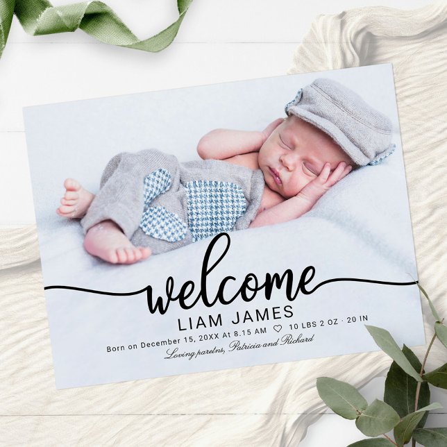 Cartes de naissance avec calligraphie mignonne (Créateur téléchargé)
