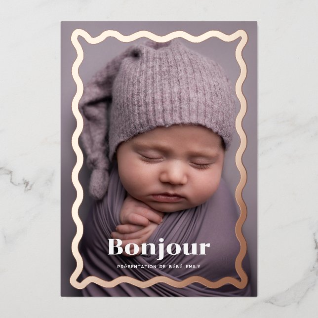 Cartes de naissance fantaisistes en or rose (Recto)