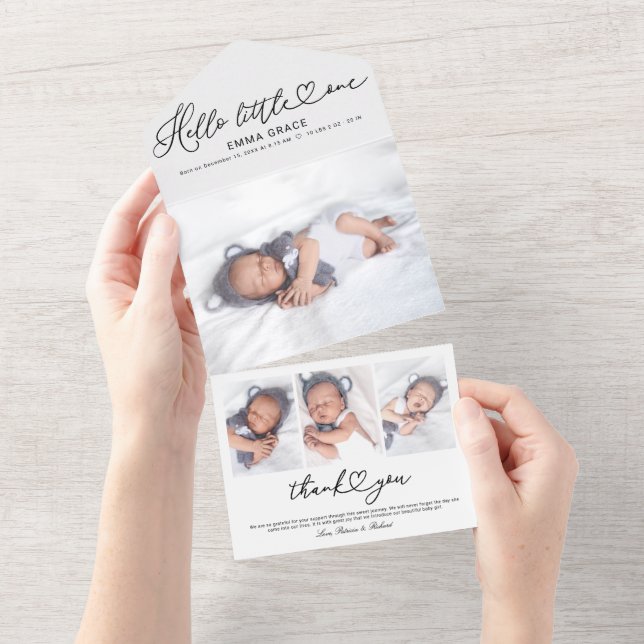 Cartes de naissance photo avec un joli script (Déchirure)