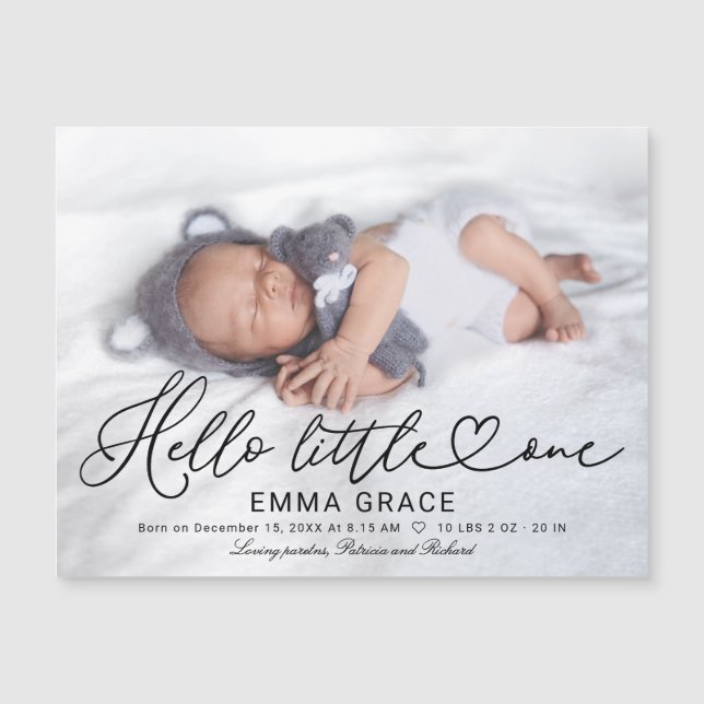 Cartes de naissance photo avec un joli script (Devant)