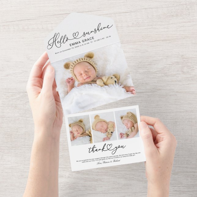 Cartes de naissance photo avec un joli script (Déchirure)