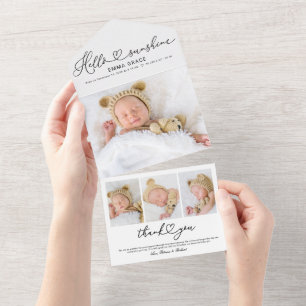 Cartes de naissance photo avec un joli script