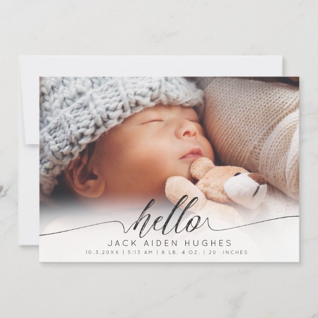 Cartes de Naissance pour Bébé Garçon Fille avec Ph (Devant)