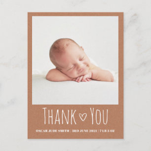 Cartes de naissance rustiques, carte de remercieme