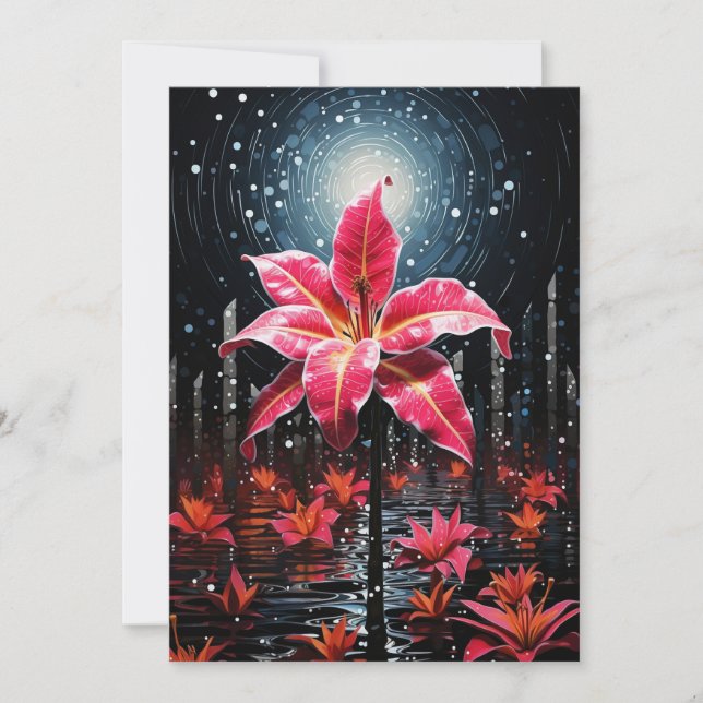 Cartes de Noël Abstraites à fleurs de Poinsettia (Devant)