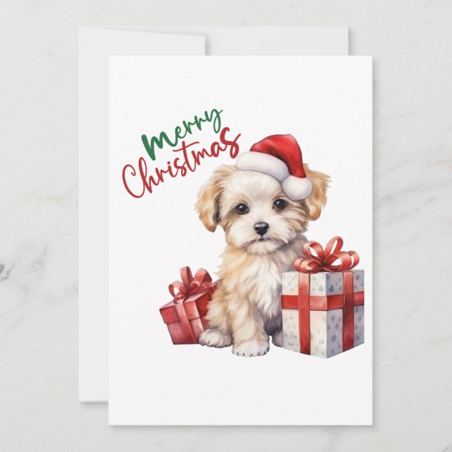 Cartes de Noël adorables Chien (Devant)