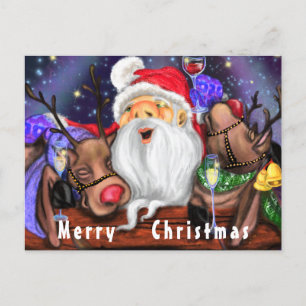 Cartes de Noël amusantes Père Noël et Reindeers Pa
