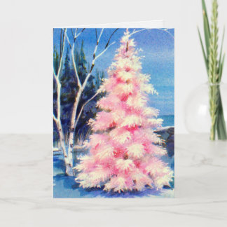Cartes de Noël | Arbre rose vintage