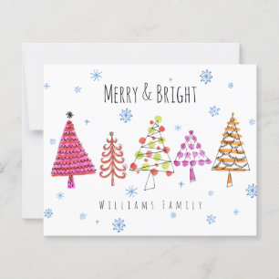 Cartes de Noël Arbres Modernes Budget Joyeux & Lum
