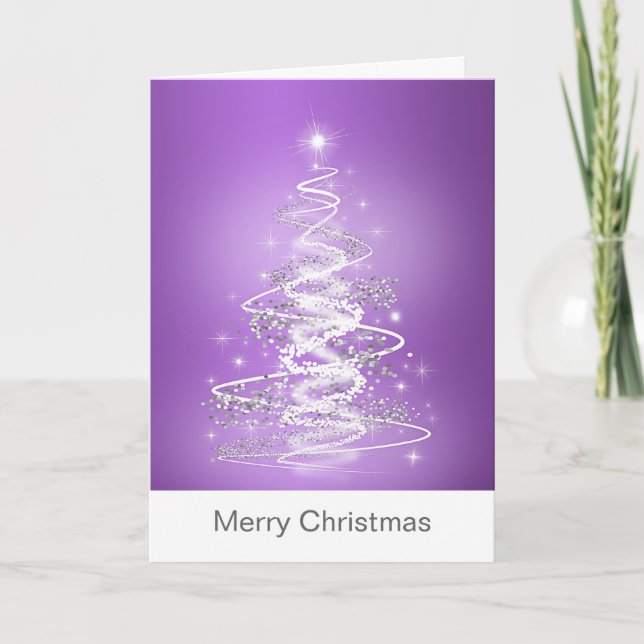 Cartes de Noël avec arbre en violet (Devant)