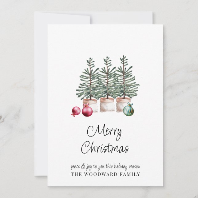 Cartes de Noël avec des arbres de Noël rustiques m (Devant)