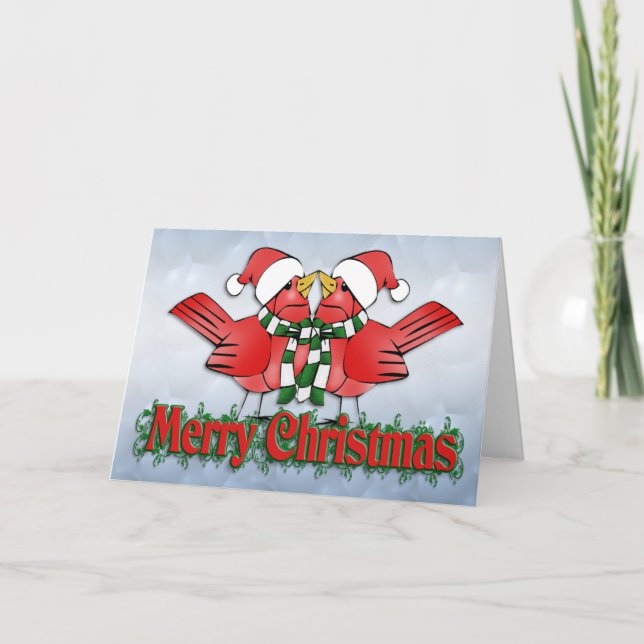 Cartes de Noël avec des cardinaux mignons (Devant)