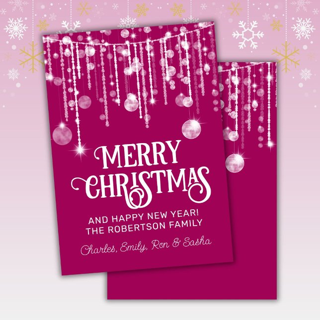 Cartes de Noël avec guirlandes rose et blanc (Créateur téléchargé)