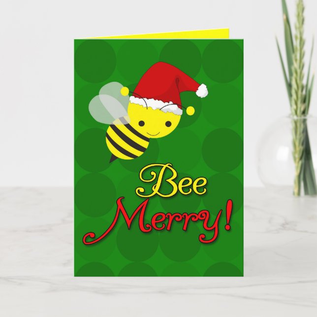 Cartes de Noël Bee Merry Cute Bumblebebe (Devant)