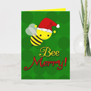 Cartes de Noël Bee Merry Cute Bumblebebe