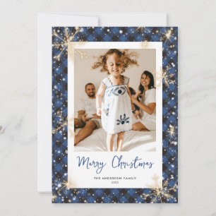 Cartes de Noël Bleu Buffalo Plaid