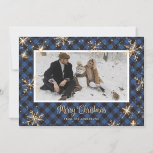 Cartes de Noël Bleu Buffalo Plaid