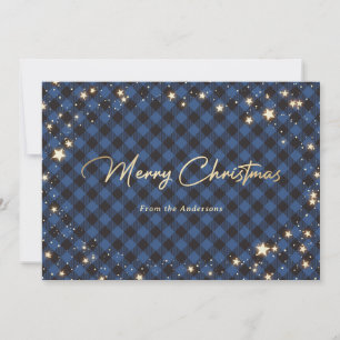 Cartes de Noël Blue Buffalo Plaid Stars