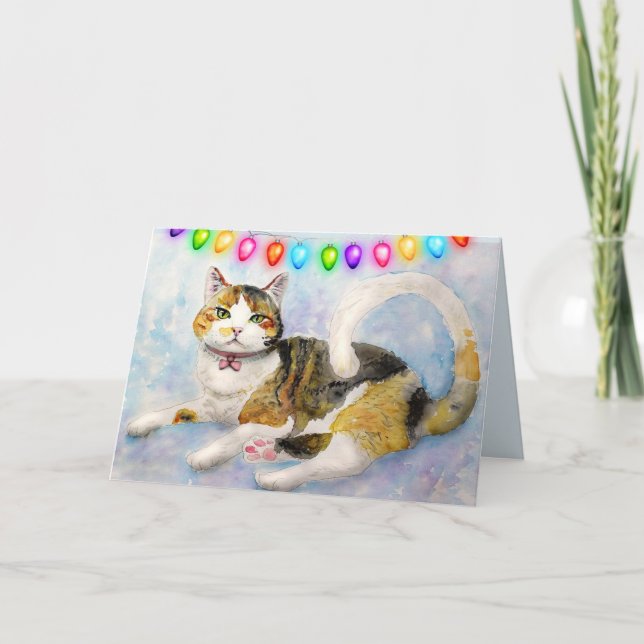 CARTES DE NOËL CHAT CALICO (TORTIE) (Devant)