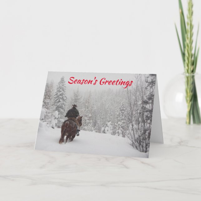 Cartes de Noël Cowboy in the Snow Ranch (Devant)