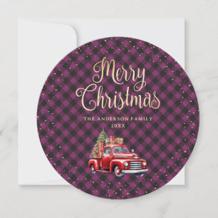 Cartes de Noël de Camion Rouge Plaid de Buffalo Vi